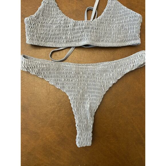 Zaful Gray 2 Piece Ribbed Bikini Women's Medium - Picture 3 of 5